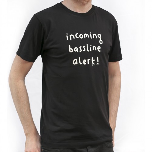 Mens Black 'Incoming Bassline Alert' T-Shirt - 
